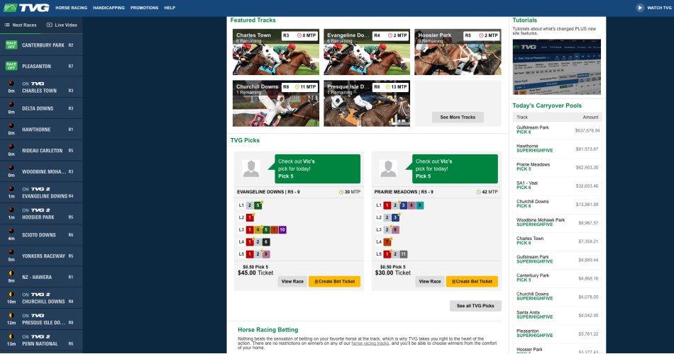 TVG Racebook Online Betting
